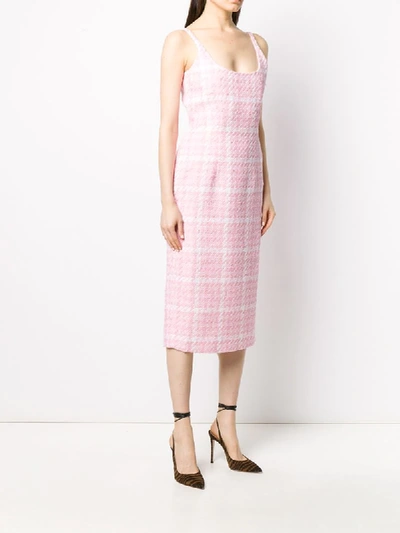 Shop Alessandra Rich Tweed Midi Dress In Pink
