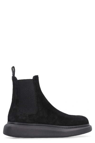 Shop Alexander Mcqueen Hybrid Suede Chelsea Boots In Black