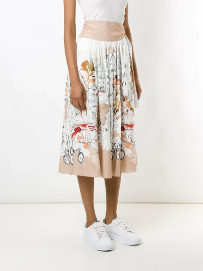 Shop Alcaçuz Watercolour-print Skirt In White