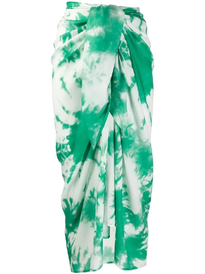 Shop Alanui Pareo Tie-dye Wrap Skirt In Green