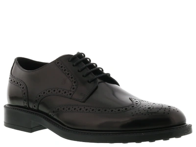 Shop Tod's Derby Bucature Laced Up Shoes In Black