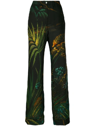 Shop Alanui Monkey Jungle Print Pyjama Trousers In Black