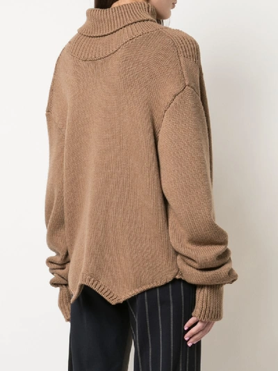 Shop Monse Cutout Turtleneck Jumper In Brown