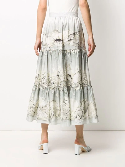 Weekend Max Mara Tiered Seashell-print Skirt In Grey