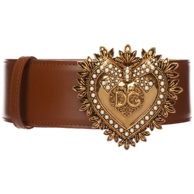 Shop Dolce & Gabbana Devotion Belt In Marrone