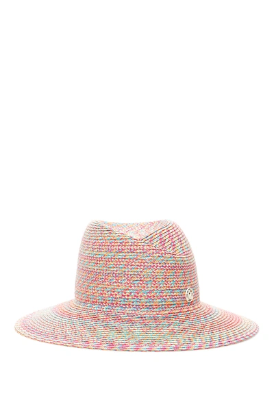 Shop Maison Michel Virginie Multicolor Rafia Hat In Multi (fuchsia)