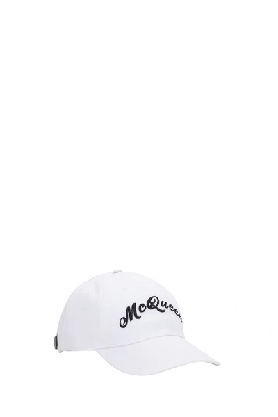 Shop Alexander Mcqueen Hat With Embroidered Print In Bianco