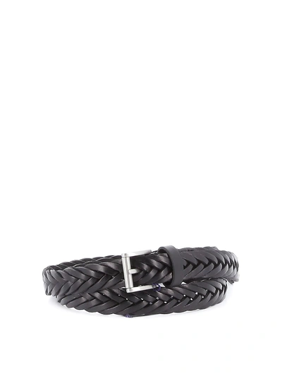 Shop Anderson's Leather Braid Belt In Black