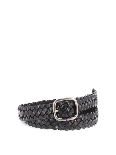 Shop Anderson's Leather Braid Belt In Black