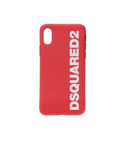 Shop Dsquared2 White Red Logo Iphone X Cover In Rosso