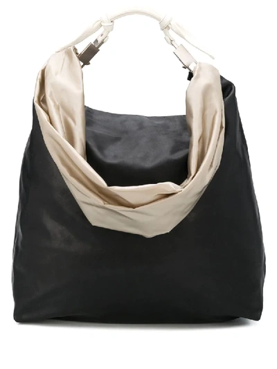 Shop Rick Owens Scarf Detail Shoulder Bag In Black