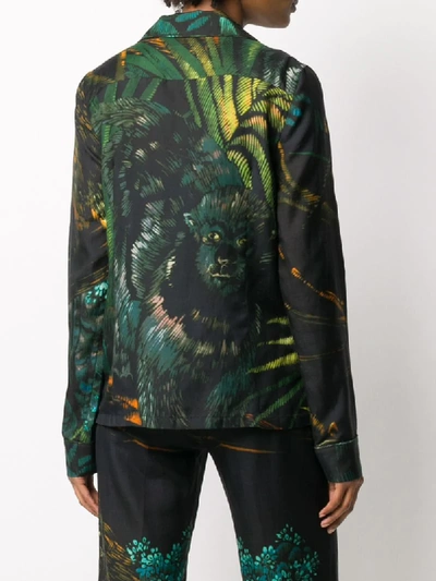 Shop Alanui Monkey Jungle Print Pyjama Shirt In Black