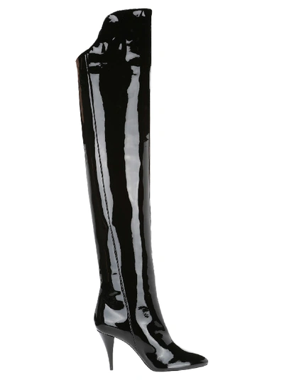 Shop Saint Laurent Kiki Overknee Boots In Black
