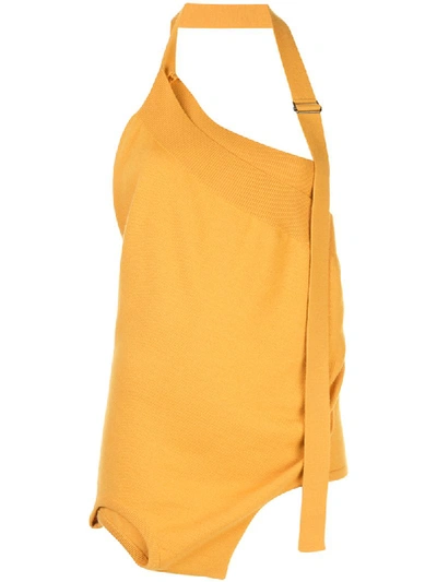 Shop Monse Asymmetric Halterneck Top In Yellow