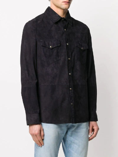 Shop Brunello Cucinelli Textured Double Pocket Shirt In Black