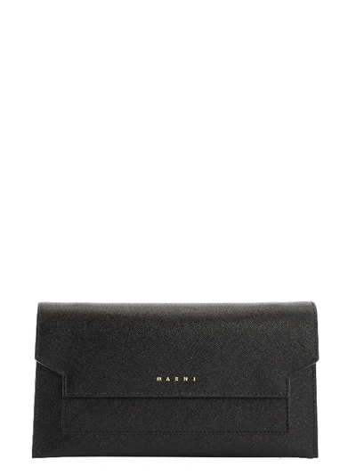 Shop Marni Bellows Wallet In Black Saffiano Leather