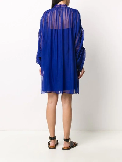 Shop Alberta Ferretti Oversized Lace Panel Dress In Blue