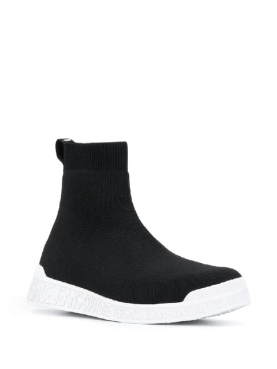 Shop Versace Jeans Couture Pull-on High-top Sneakers In Black