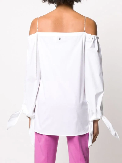 Shop Dondup Off-the-shoulder Embellished Blouse In White