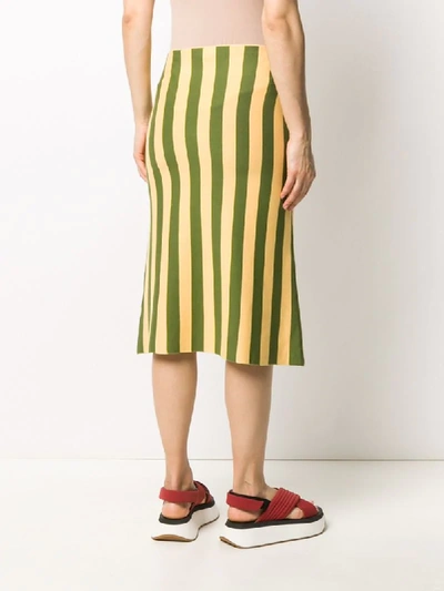 Shop Sunnei Striped Midi Skirt In Green