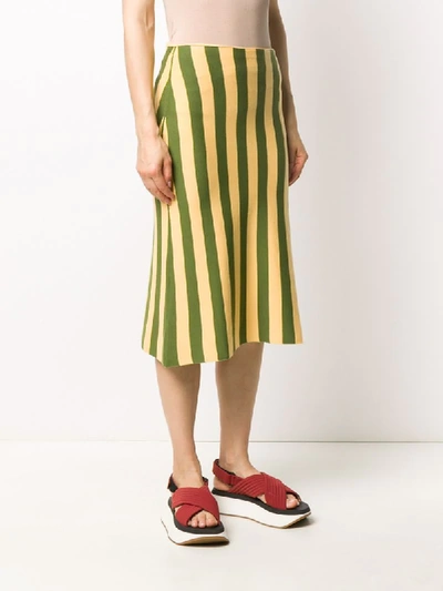 Shop Sunnei Striped Midi Skirt In Green