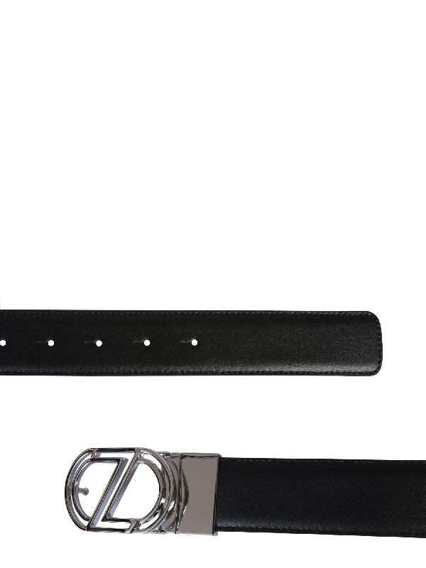 Z Zegna Belt With Logo In Nero Modesens