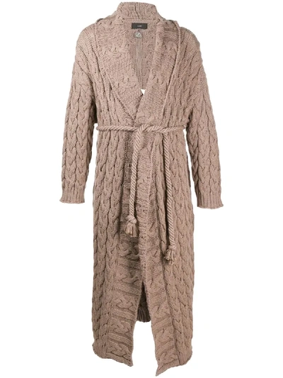 Shop Alanui Cable-knit Maxi Cardigan In Neutrals