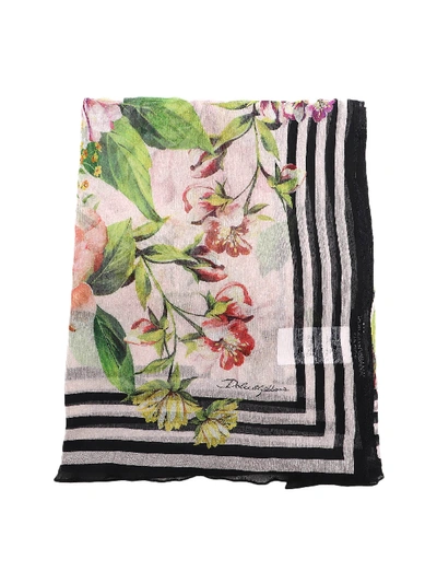 Shop Dolce & Gabbana Scarf Flowers In Aj Rosa Fdo Rosa