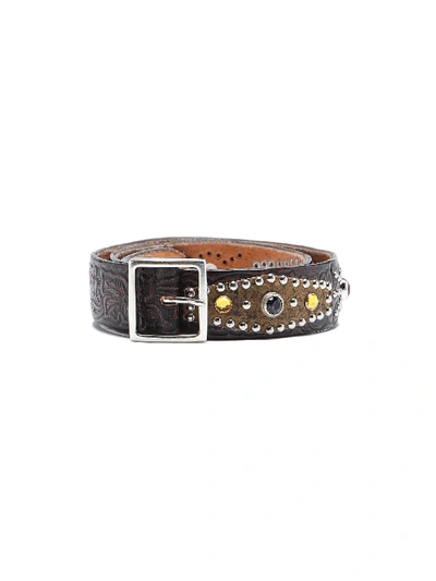 Shop Golden Goose Belt Loretto In Brown Washed/studs