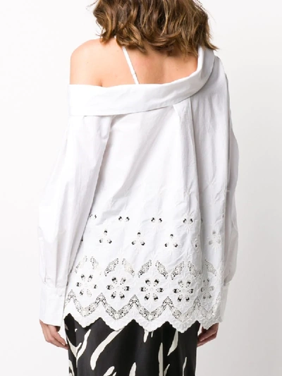 Shop Self-portrait Off-shoulder Cut Out Detail Shirt In White