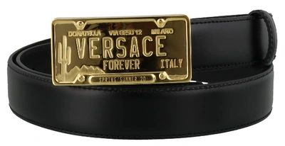 Shop Versace Logo Buckle Belt In Neroorocaldo