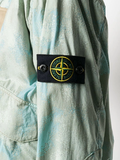 Shop Stone Island Patterned Logo Patch Bomber Jacket In Green