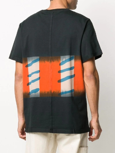 Shop Eckhaus Latta Lapped Flag Stripe T-shirt In Blue