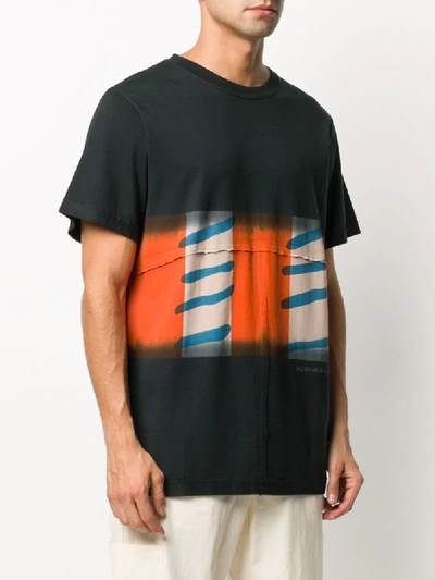 Shop Eckhaus Latta Lapped Flag Stripe T-shirt In Blue