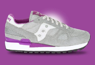 Shop Saucony Sneakers In Light Grey/purple