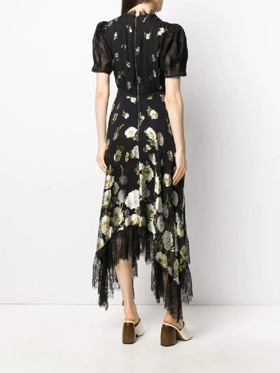 Shop Alice And Olivia Bettina Floral-lace Midi Dress In Black