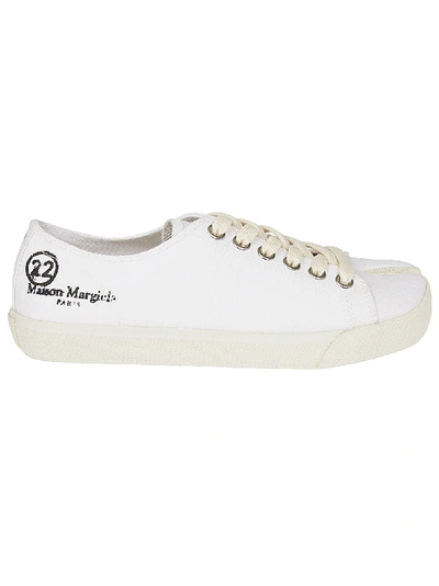 Shop Maison Margiela Logo Print Sneakers In White