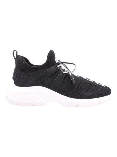 Shop Prada Knit Sneakers In Black+white