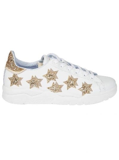 Shop Chiara Ferragni Glittery Star Sneakers In White