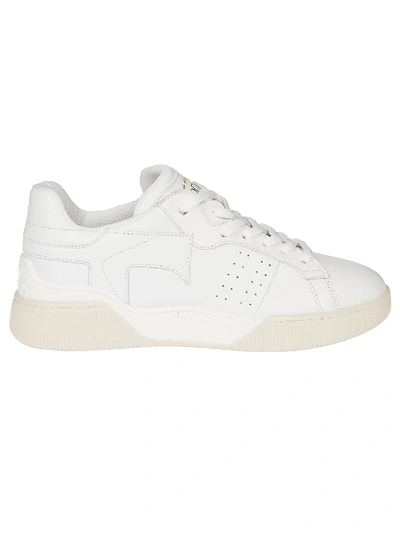 Shop Tod's Side Logo Perforated Sneakers In White