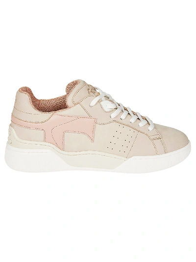 Shop Tod's Lace-up Perforated Sneakers In Beige