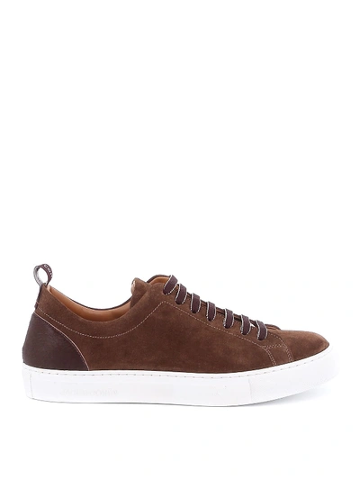 Shop Jacob Cohen Snakers Suede Pony In Chestnut