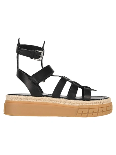 Shop Prada Leather Sandals In Black