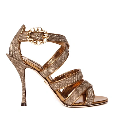 Shop Dolce & Gabbana Keira Diamond Glitter Sandals In Metallico