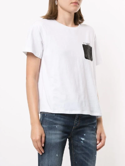 Shop Emporio Armani Glitter Pocket T-shirt In White