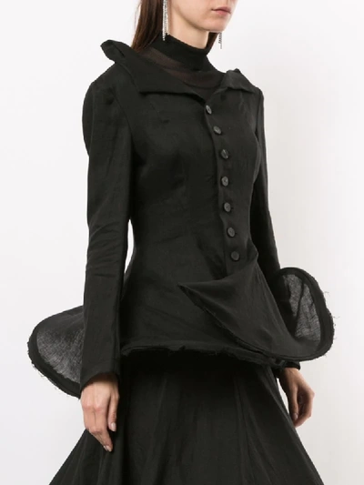 Shop Yohji Yamamoto Bone Flared Style Fitted Jacket In Black