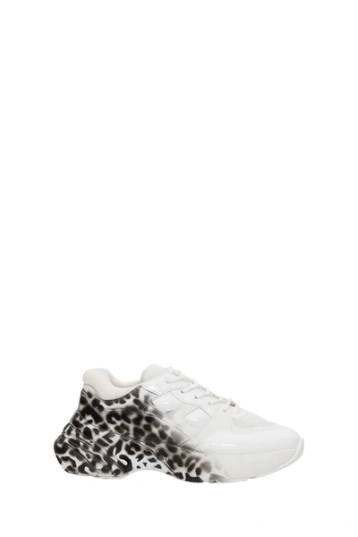 Shop Pinko Sneaker With Gradient Leopard Pattern In Bianco E Nero