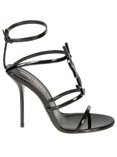 Shop Saint Laurent Vernice Chiffon Sandals In Nero