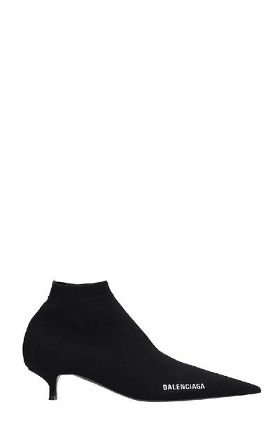 Shop Balenciaga Low Heels Ankle Boots In Black Nylon In Blackwhite