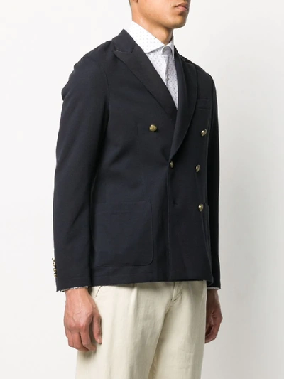 Shop Eleventy Long Sleeve Double-breasted Jacket In Blue